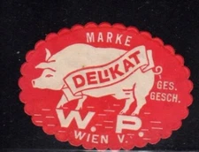 Austrian Advertising Stamp - Delikat Brand, W.P., Vienna - Pig