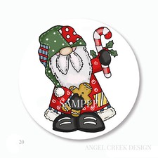 Whimsical Santa with Candy Cane Christmas Scrapbook Stickers Envelope Seals