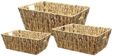 Image of Woven Storage Basket Sets Home Kitchen Office Stackable Container Basket Hamper