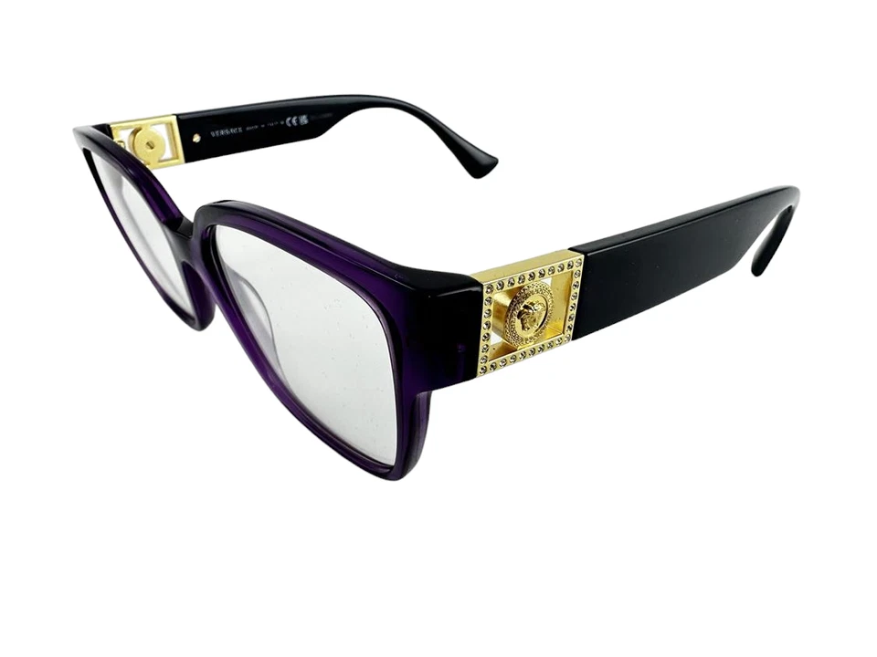Versace NUEVO Ciruela Transparente $409 Monturas Joyas 52-17-145 Anteojos VE3329B Foto 2 de 4