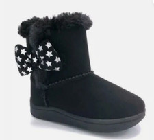 Garanimals Shearling Toddler Girls Size 4 Black Boots NEW Bow with Stars