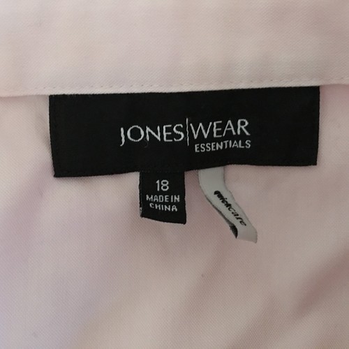 Jones Wear Shirt 18 Blush Pink Easy Care Long Sl Button Casual Career Travel LN - Picture 5 of 5
