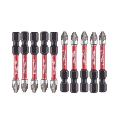 Milwaukee Pozi PZ2 set punte cacciavite a percussione x10 onde d'urto 50 mm 2" pollici Tic Tac - Foto 13 di 13