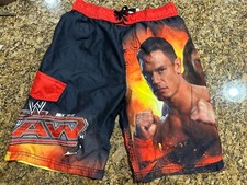 Boy's WWE Raw Mesh Lined Cargo Swim Trunks Size Medium 8 Wrestling Cena Triple H
