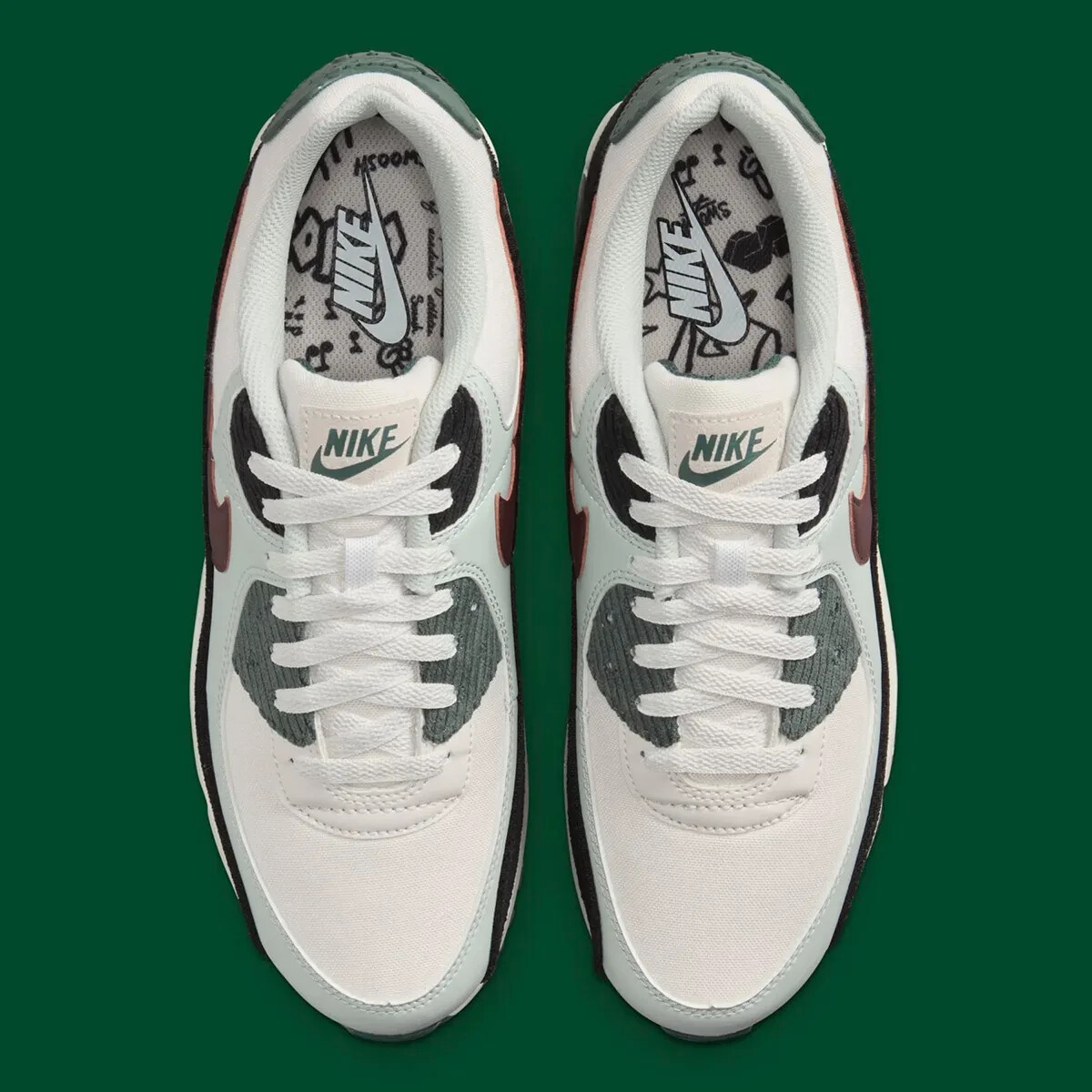 国内配送 NIKE AIR MAX 90 PRM PHANTOM/BURGUNDY CRUSH-V.GREEN Nike Air Max 90 PRM Phantom Vintage Green FV6059-001