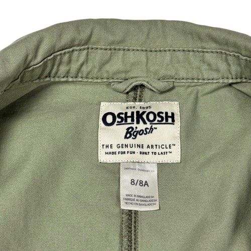 OSHKOSH Bgosh Girls Jacket Sz.8 Olive Green Cotton Twill Flower Embroidered Kids - Picture 3 of 10