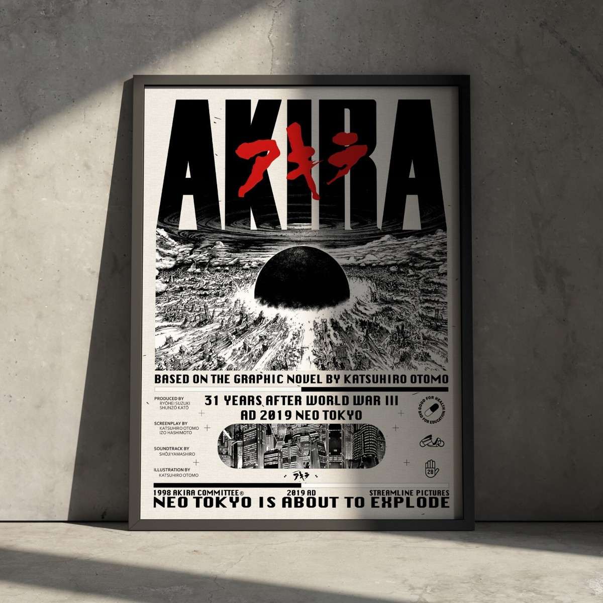 Akira Movie Poster, Anime Manga Retro Aesthetic Japanese Wall Art