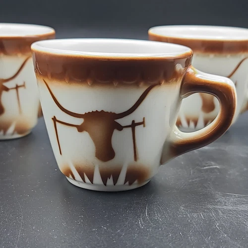 4 Vintage SYRACUSE Longhorn Steer Western Restaurant Ware Coffee Cup