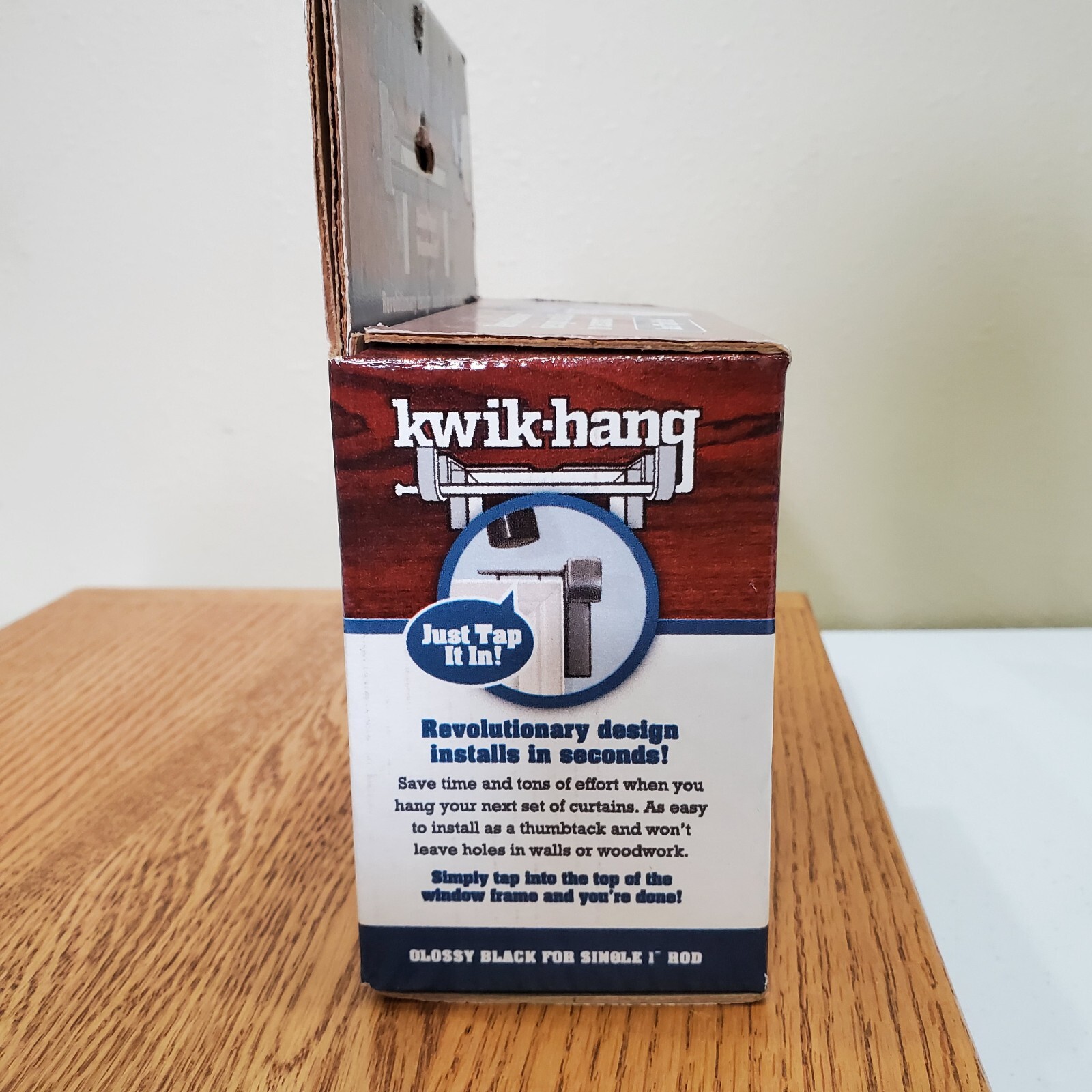 Kwik Hang Curtain Rod Brackets No Damage Set of 2 Brackets for Single 1 Inch Rod eBay