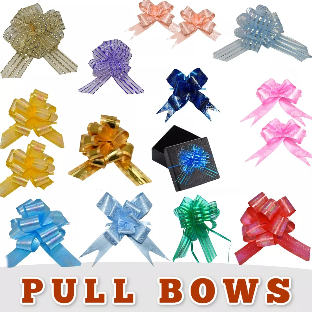 50 LARGE 30mm Ribbon Bow assorted color easy pull flower ribbon party  decoration