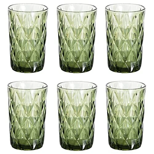 Thick Glassware Drinking Glass Set Of 6 Diamond Kitchen Glasses