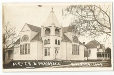 Riverton, IA Iowa 1910 RPPC Postcard, M.E. Church and Parsonage