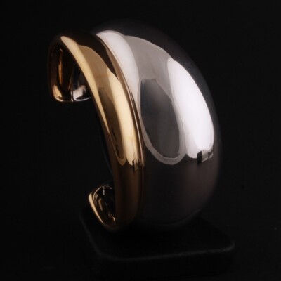 GEORG JENSEN Sterling / Gold Bangle # 501B. Curve. Large. Regitze Overgaard.