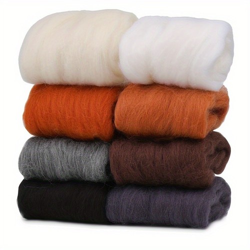 80g/3.5OZ Natural Wool Roving Yarn Needle Felting Kit - 8 ColorsX10g, DIY Craft - Picture 22 of 23