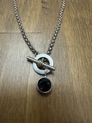 Brown Tanzanite Crystal Pendant Necklace, Toggle Clasp 16”