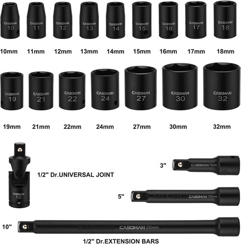 Heavy Duty 1/2-Inch Drive 20-Piece Socket Set with Extension Bar & Carrying Case - Picture 4 of 9