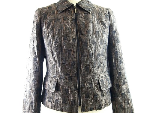 CONRAD C Jacket Womens Bronze Metallic LONG Sleeve Zip Front 8 $169 - Picture 3 of 6