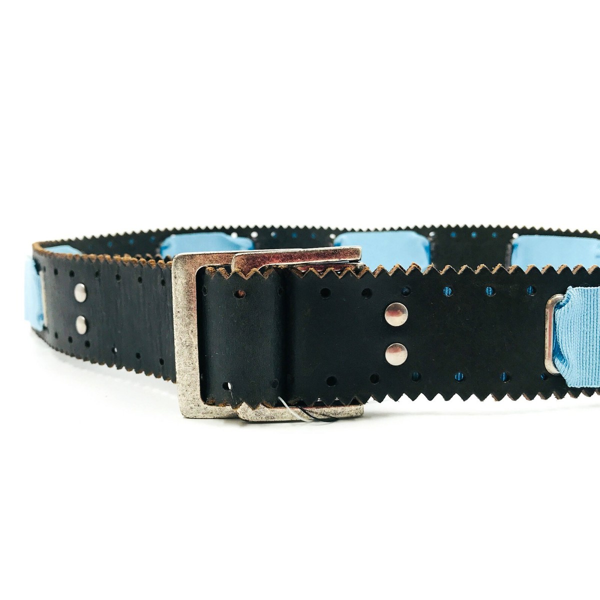 SPORTMAX Code by MAX MARA Blue Leather Designer Belt Size  display picture 2