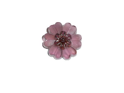 Purple Wisteria Colored Vintage Flower Shaped Czech Glass Shank Button 7/8" - Picture 3 of 5