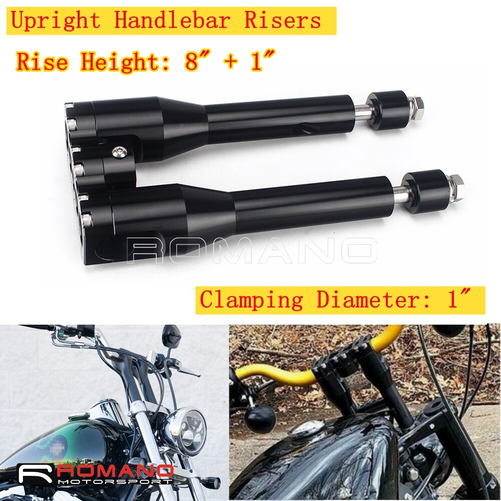 8""+1"" Straight Handlebar Risers For Harley Sportster Dyna Softail 1"" 25mm Bars