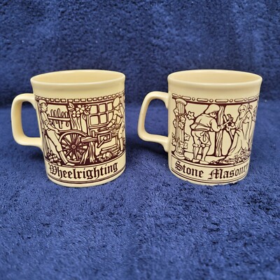 Kiln Craft Wheelrighting Stone Masonry Coffee Mugs Staffordshire Potteries