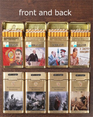 Fashion Russian Great Leader Cigarette Case Metal Smoking Box Tobacco Tools 