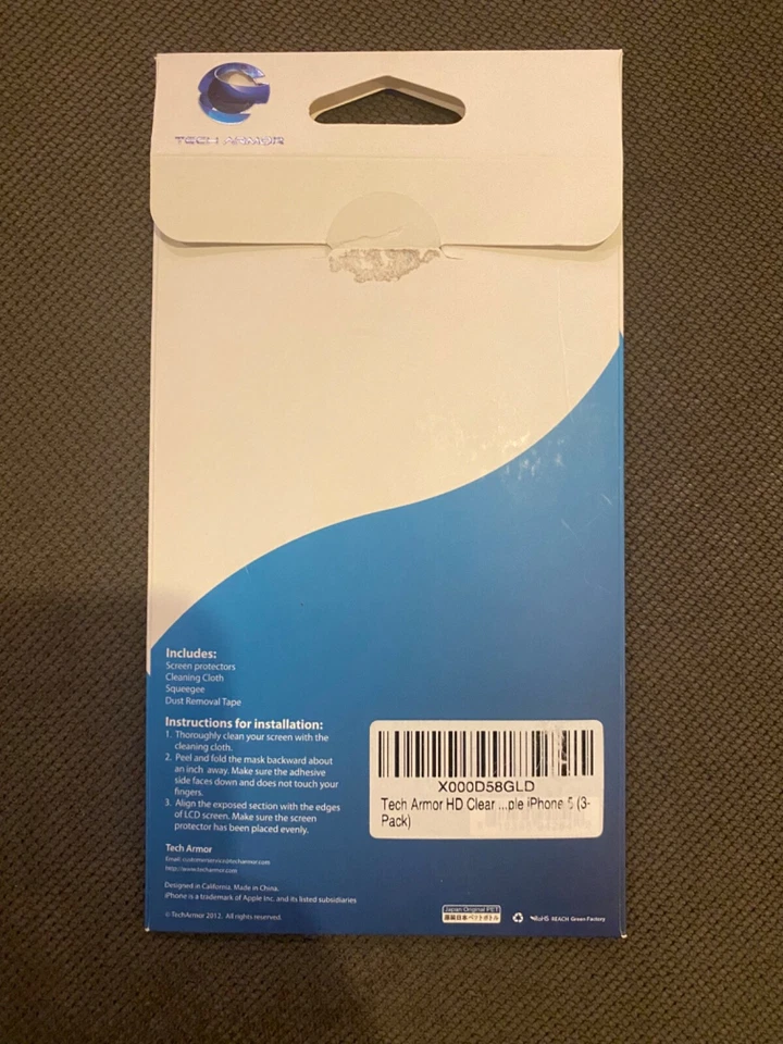 Tech Armor Apple iPhone 5 HD Clear Screen Protector  **All 3 In Pack** opened - Image 2 of 2