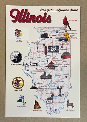 New Postcard 4x6 Illinois State Map USA
