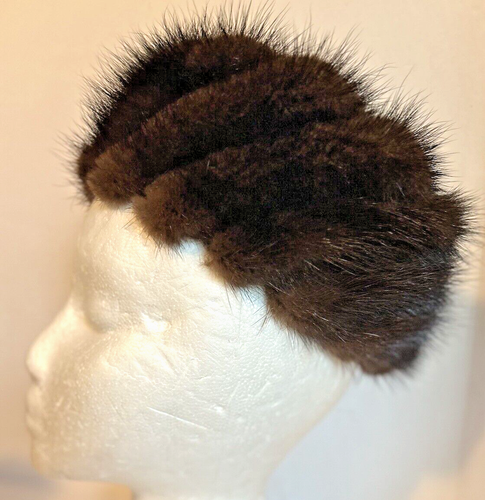 Vintage Gwenn Pennington Mink Fur Hat Pill Box MCM Fashion Lightweight Brown - Picture 5 of 6