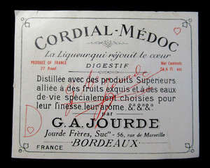 Original Vintage Wine Label Cordial Medoc Bordeaux France Rare