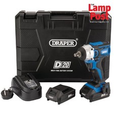 Draper 55343 20V D20 Brushless Impact Wrench 1/2" 2x Batteries And Charger