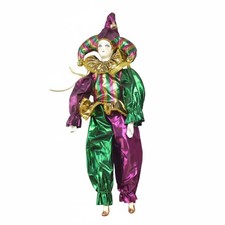 Porzellan Clown Puppe buntes Kost&uuml;m Clown Figur Handarbeit