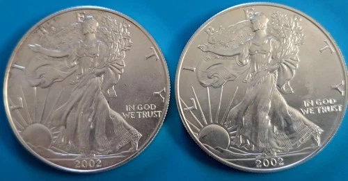 TWO - 2003 Walking Liberty American Eagle .999 Fine Silver Dollar 1oz.