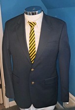 CHAPS RALPH LAUREN Mens 40R Navy Wool Gold Button Blazer Sport Coat Suit Jacket