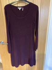 Fat Face Dress Size 12 Womens Dark Red Knit Skater Fit & Flare