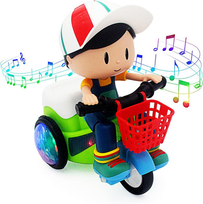 Baby Toddler Electric Tricycle Toy Cartoon Motorcycle Vehicle Stunt Performance,
