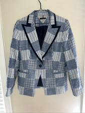 Tommy Hilfiger Womens Blue Patchwork Blazer S...