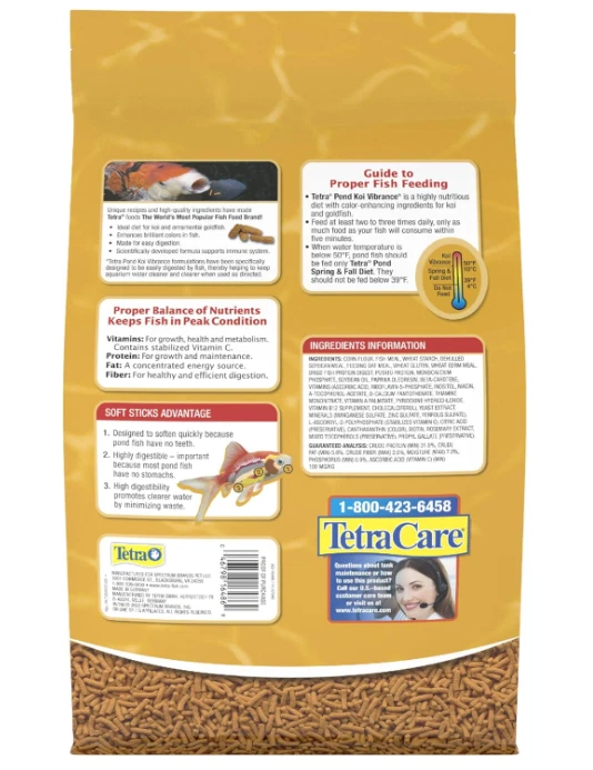 TetraPond Koi Vibrance,Soft Sticks, Easy to Digest Floating Pond Food, 5.18 lbs - Image 2 of 4