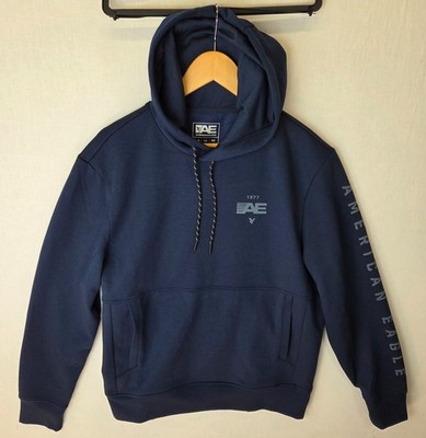 American Eagle Herren Hoodie - marineblau - Medium - Logo Arm Grafik neu Oberteil neu mit Etikett