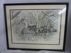 VNTG 1980 BICKNELL MAMA DUCK & 4 DUCKLINGS IN POND PRINT NUMBERED 75/200 — photo 1