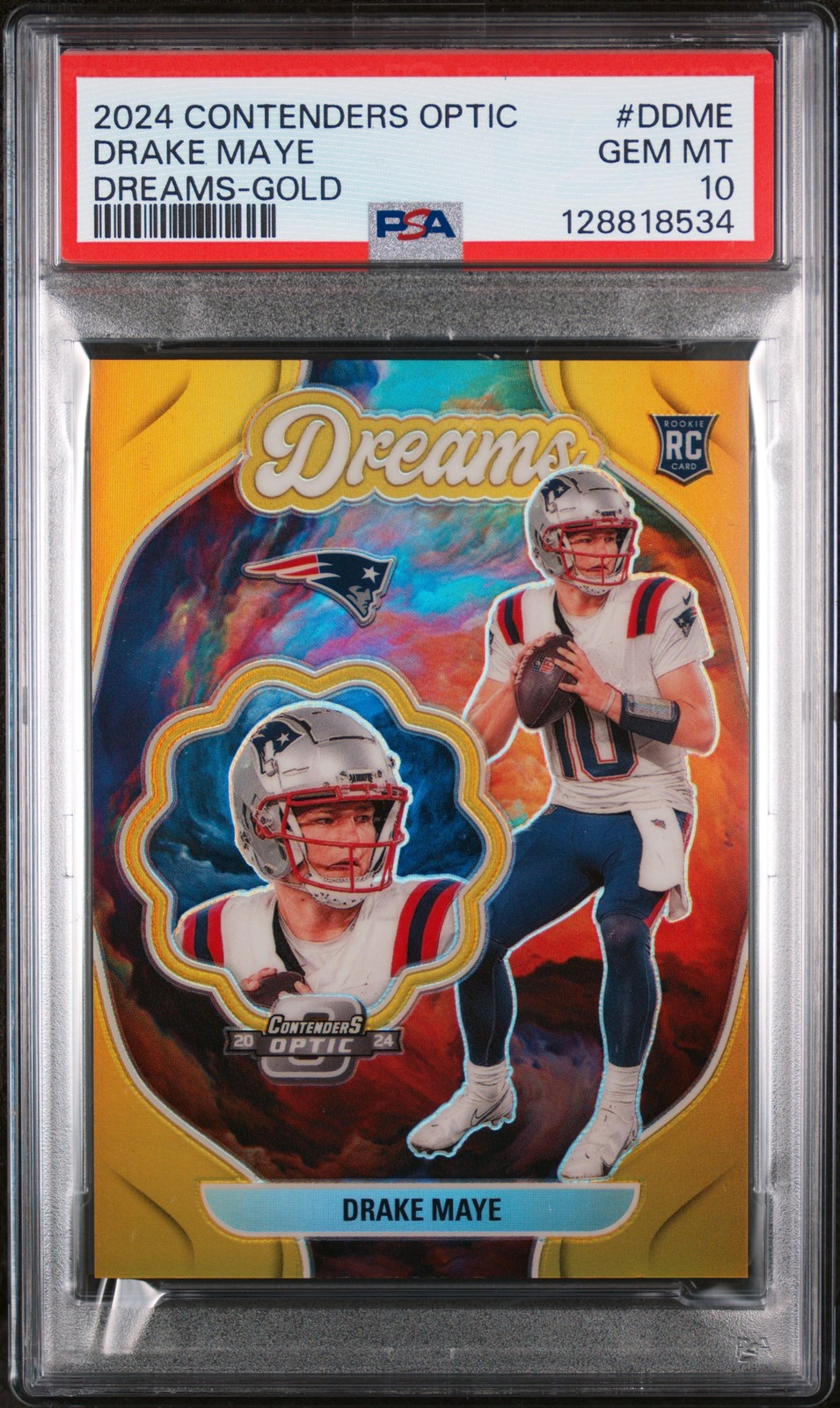 Drake Maye Panini Contenders Optic Dreams #DDME Gold