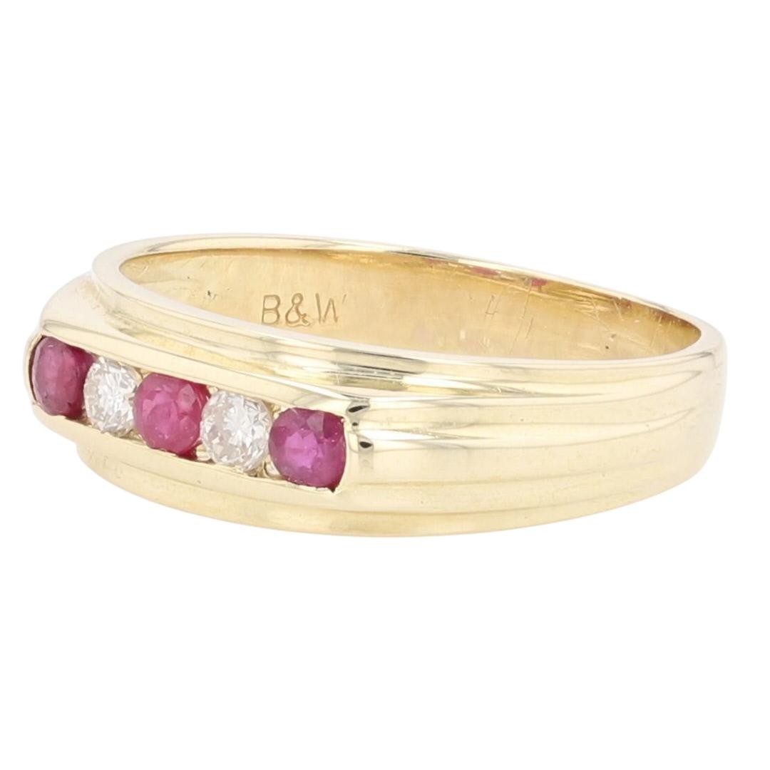 .46ctw Round Ruby and Diamond Channel-Set Wedding… - image 3