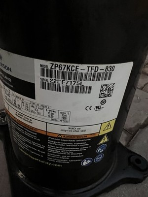 COPELAND SCROLL COMPRESSOR model  ZP67KCE - TFd - 830 -year 2022-460v  3  phase 