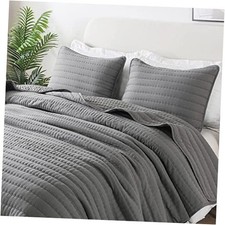 Size Quilt Bedding Sets with Pillow Shams, Full Lightweight Queen Dark Grey