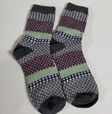 Women's Thick Wool Socks Warm Winter Crew Socks Multicolor Gray Cuff  Toe 1 PAR