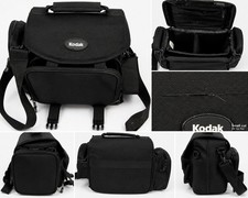 Vintage Kodak Camera Bag Black Padded Shoulder Case w/ Front  Side Pockets