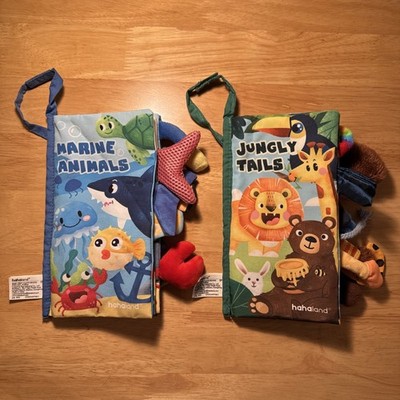 2x Sensorisches Spielzeug 0-6 Monate Touch Feel Aktivität weiches Buch Quietscher, Knistern 