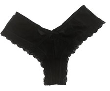 2016 Victoria  s Secret Black Cheeky Mesh/Lace Panty Size Small NWOT