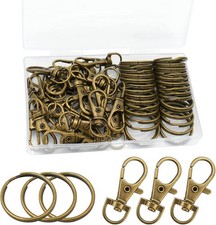 60 Pcs Premium Bronze Swivel Clasps Lanyard Snap Hooks with Key Rings, Key Chain