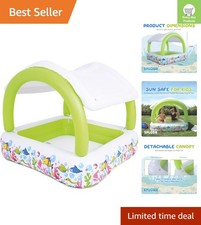 Kids Inflatable Pool with Sun Protection Canopy 240L Capacity for Toddlers